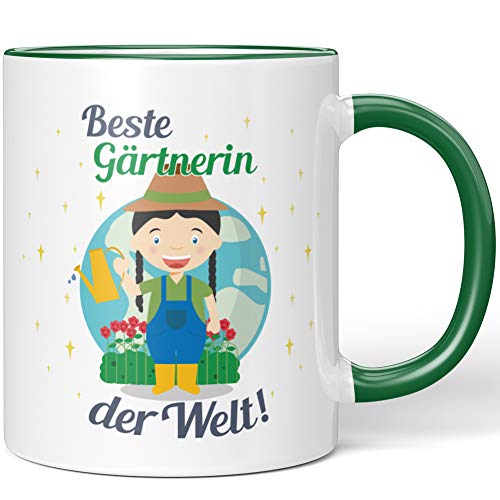 JUNIWORDS Tasse, Beste Gärtnerin der Welt (1000111), Wähle Farbe, Grün von JUNIWORDS