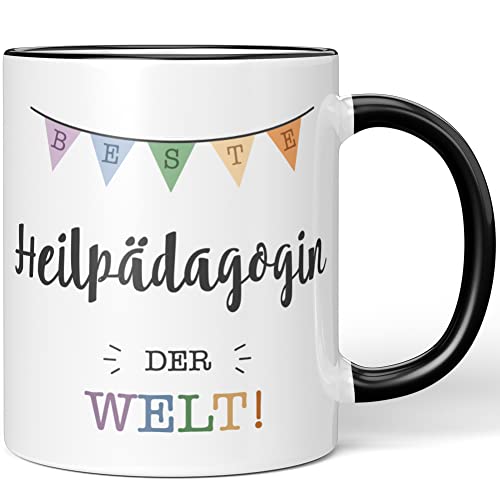 JUNIWORDS Tasse, Beste Heilpädagogin der Welt, Schwarz (5703052) von JUNIWORDS