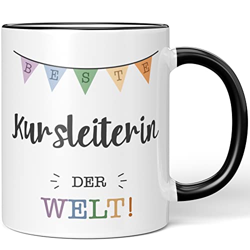 JUNIWORDS Tasse, Beste Kursleiterin der Welt, Schwarz (5708168) von JUNIWORDS