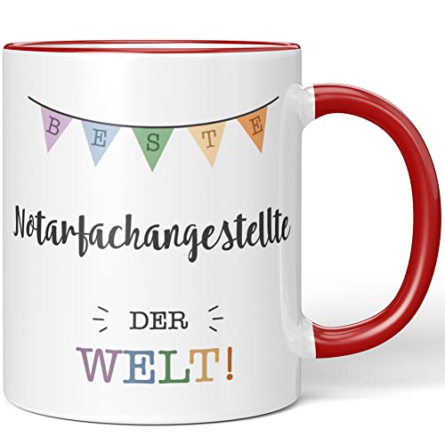 JUNIWORDS Tasse, Beste Notarfachangestellte der Welt, Rot (5712766) von JUNIWORDS