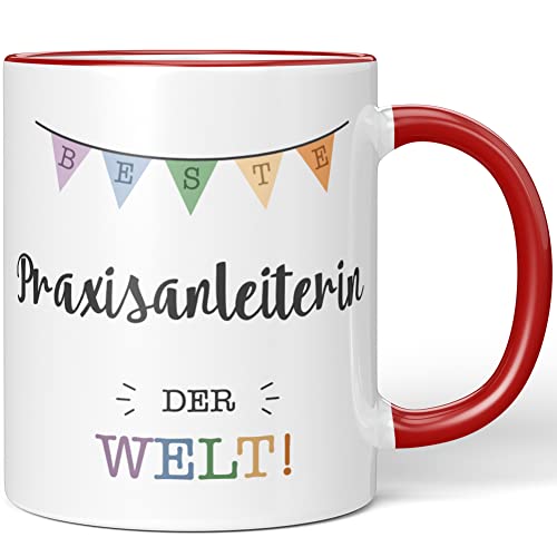 JUNIWORDS Tasse, Beste Praxisanleiterin der Welt, Rot (5714963) von JUNIWORDS