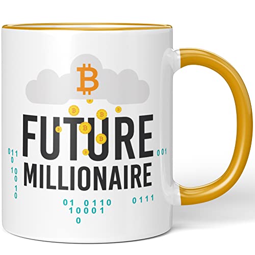 JUNIWORDS Tasse, Bitcoin FUTURE MILLIONAIRE, Dunkelgelb (1008772) von JUNIWORDS