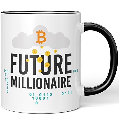 JUNIWORDS Tasse, Bitcoin FUTURE MILLIONAIRE, Schwarz (1008772) von JUNIWORDS