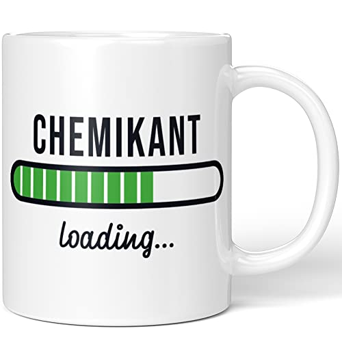 JUNIWORDS Tasse, Chemikant Loading, Wähle Farbe, Weiß von JUNIWORDS