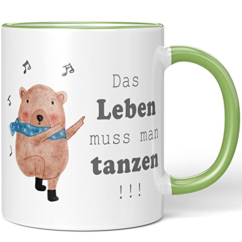 JUNIWORDS Tasse, Das Leben muss man tanzen!, Hellgrün (1008300) von JUNIWORDS