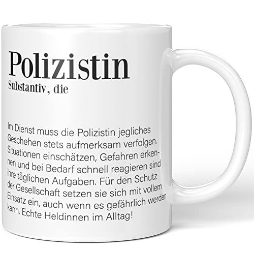 JUNIWORDS Tasse, Definition Polizistin, Weiß (1005231) von JUNIWORDS