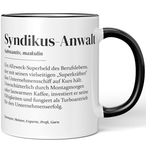 JUNIWORDS Tasse, Definition Syndikus-Anwalt, Schwarz (7235638) von JUNIWORDS