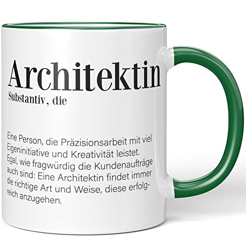 JUNIWORDS Tasse, Definition: Architektin, Wähle Farbe, Grün von JUNIWORDS