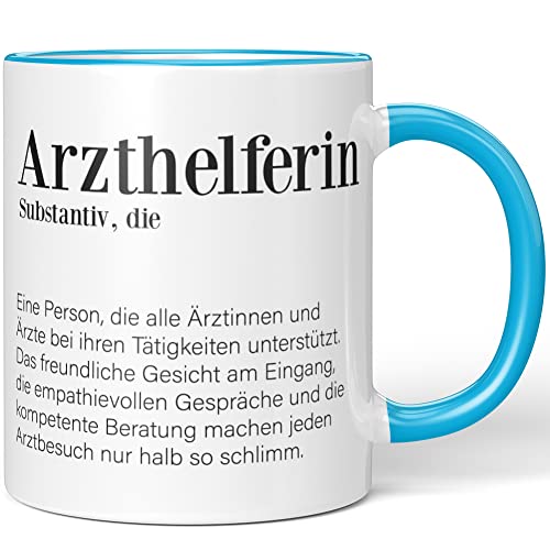 JUNIWORDS Tasse, Definition: Arzthelferin, Wähle Farbe, Blau von JUNIWORDS