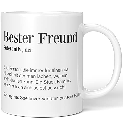 JUNIWORDS Tasse, Definition: Bester Freund, Wähle Farbe, Weiß von JUNIWORDS