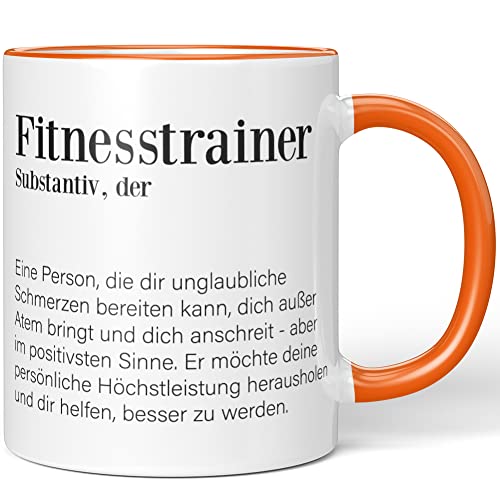 JUNIWORDS Tasse, Definition: Fitnesstrainer, Wähle Farbe, Orange von JUNIWORDS
