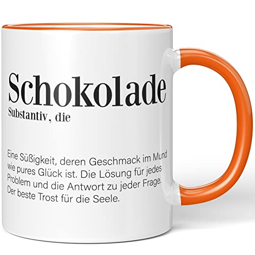 JUNIWORDS Tasse, Definition: Schokolade, Wähle Farbe, Orange von JUNIWORDS