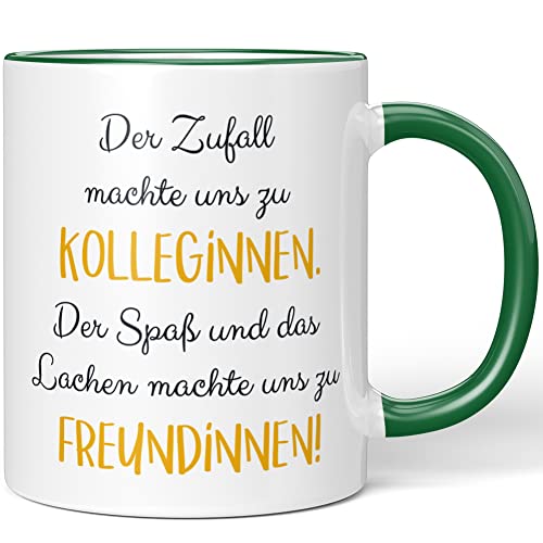 JUNIWORDS Tasse, Der Zufall machte uns zu Kolleginnen. Der Spaß und das Lachen machten uns zu Freundinnen!, Grün (1008213) von JUNIWORDS