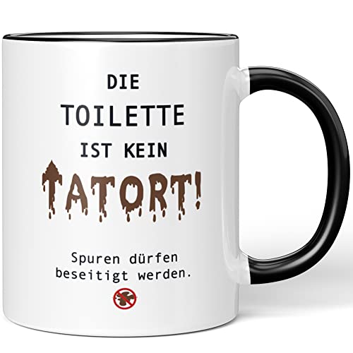 JUNIWORDS Tasse, Die Toilette ist kein Tatort! Spuren dürfen beseitigt werden, Wähle Farbe, Schwarz von JUNIWORDS