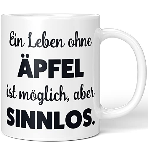 JUNIWORDS Tasse, Ein Leben ohne Äpfel ist möglich, aber sinnlos, Weiß (1009758) von JUNIWORDS