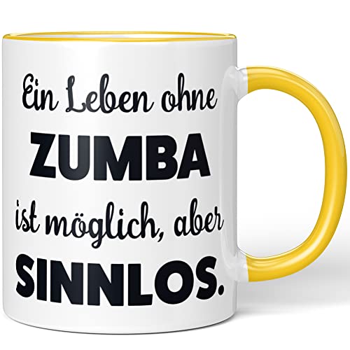 JUNIWORDS Tasse, Ein Leben ohne Zumba ist möglich, aber sinnlos, Gelb (1009687) von JUNIWORDS