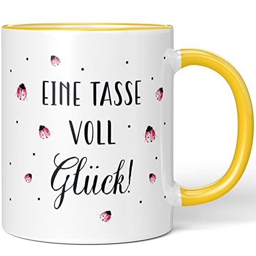 JUNIWORDS Tasse, Eine Tasse voll Glück!, Gelb (1008292) von JUNIWORDS