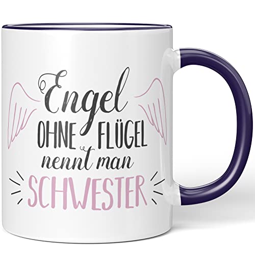 JUNIWORDS Tasse, Engel ohne Flügel nennt man Schwester, Lila (1005176) von JUNIWORDS