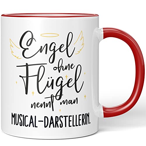 JUNIWORDS Tasse, Engel ohne Flügel nennt man Musical-Darstellerin, Rot (5175760) von JUNIWORDS