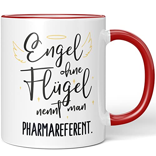 JUNIWORDS Tasse, Engel ohne Flügel nennt man Pharmareferent, Rot (5177898) von JUNIWORDS