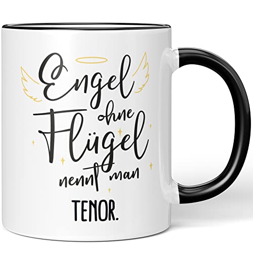 JUNIWORDS Tasse, Engel ohne Flügel nennt man Tenor, Schwarz (5185674) von JUNIWORDS