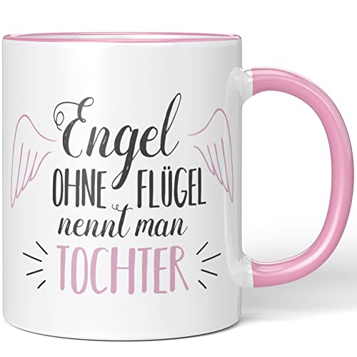 JUNIWORDS Tasse, Engel ohne Flügel nennt man Tochter, Rosa (1005179) von JUNIWORDS