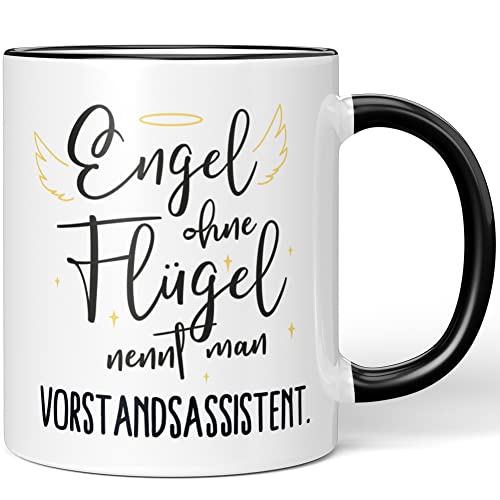 JUNIWORDS Tasse, Engel ohne Flügel nennt man Vorstandsassistent, Schwarz (5188228) von JUNIWORDS