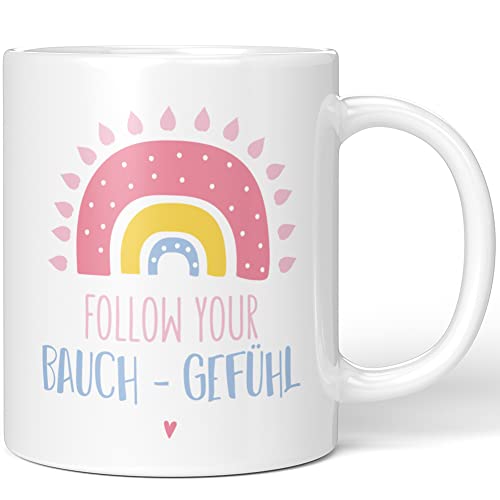 JUNIWORDS Tasse, Follow Your Bauch-Gefühl, Wähle Farbe, Weiß von JUNIWORDS