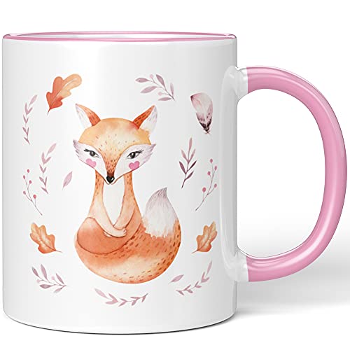 JUNIWORDS Tasse, Fuchs Aquarell, Wähle Farbe, Rosa von JUNIWORDS