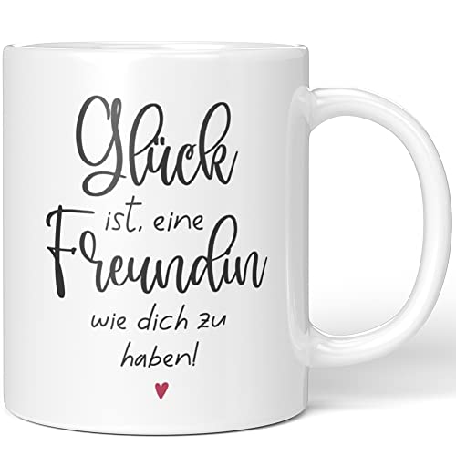 JUNIWORDS Tasse, Glück ist, eine Freundin wie Dich zu haben, Weiß (1006924) von JUNIWORDS