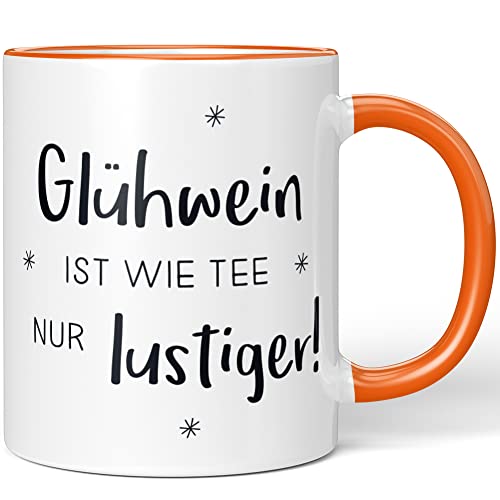 JUNIWORDS Tasse, Glühwein ist wie Tee nur lustiger!, Orange (1009338) von JUNIWORDS