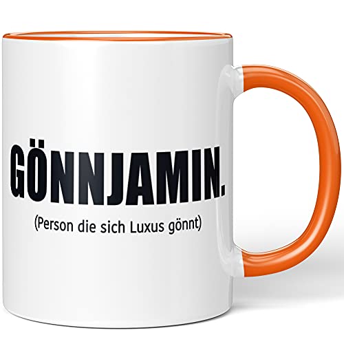 JUNIWORDS Tasse, Gönnjamin (Person die sich Luxus gönnt), Wähle Farbe, Orange von JUNIWORDS