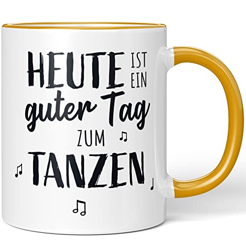 JUNIWORDS Tasse, Heute ist ein guter Tag zum Tanzen, Dunkelgelb (1009397) von JUNIWORDS
