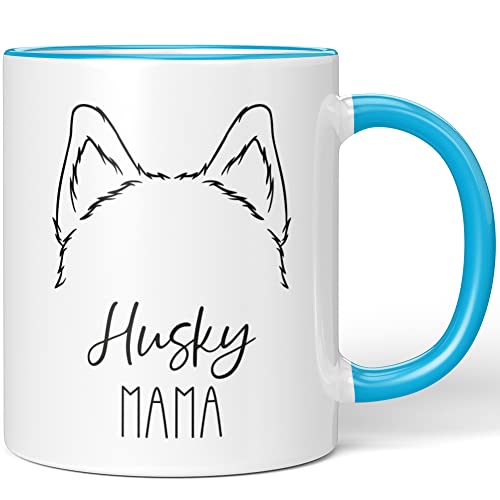 JUNIWORDS Tasse, Husky Mama, Blau (1008941) von JUNIWORDS