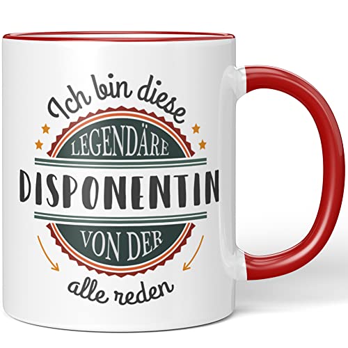 JUNIWORDS Tasse, Ich bin diese legendäre Disponentin, von der alle reden, Rot (5044702) von JUNIWORDS