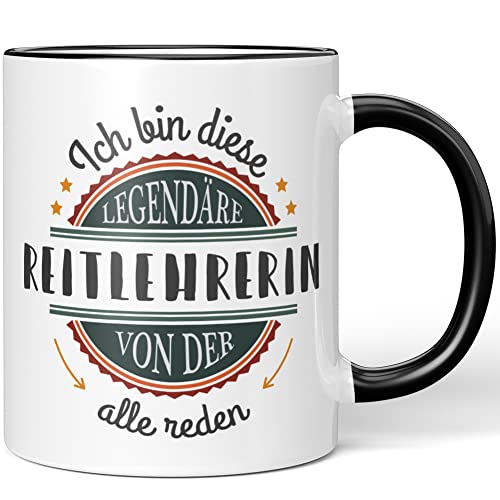 JUNIWORDS Tasse, Ich bin diese legendäre Reitlehrerin, von der alle reden, Schwarz (5065325) von JUNIWORDS