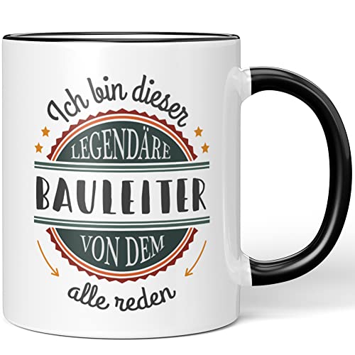 JUNIWORDS Tasse, Ich bin dieser legendäre Bauleiter, von dem alle reden, Schwarz (5040432) von JUNIWORDS