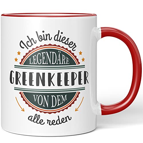 JUNIWORDS Tasse, Ich bin dieser legendäre Greenkeeper, von dem alle reden, Rot (5051052) von JUNIWORDS