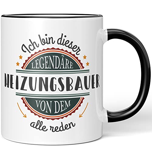 JUNIWORDS Tasse, Ich bin dieser legendäre Heizungsbauer, von dem alle reden, Schwarz (5052036) von JUNIWORDS