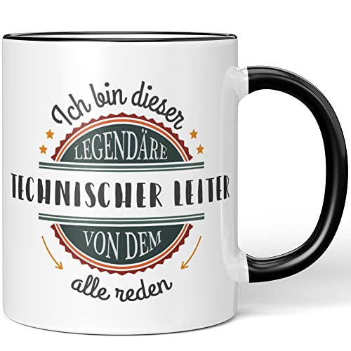 JUNIWORDS Tasse, Ich bin dieser legendäre Technischer Leiter, von dem alle reden, Schwarz (5070821) von JUNIWORDS