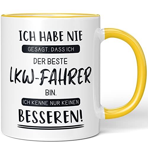 JUNIWORDS Tasse, Ich Habe nie gesagt, DASS ich der Beste LKW-Fahrer Bin. Ich kenne nur keinen besseren!, Gelb (1007995) von JUNIWORDS