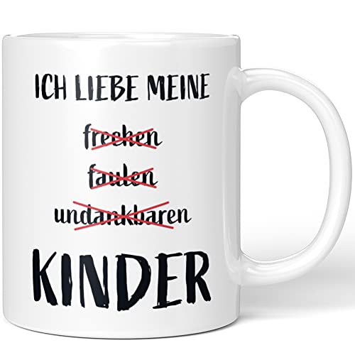 JUNIWORDS Tasse, Ich Liebe Meine frechen faulen undankbaren Kinder, Weiß (1008536) von JUNIWORDS
