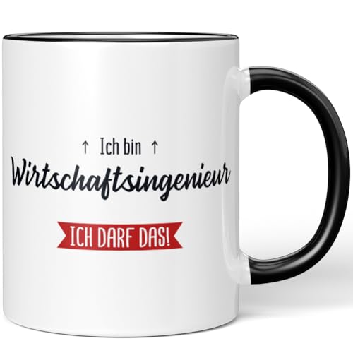 JUNIWORDS Tasse, Ich bin Wirtschaftsingenieur. Ich darf das!, Schwarz (5649679) von JUNIWORDS