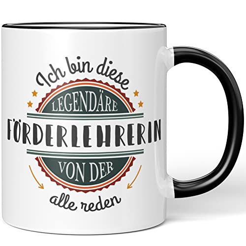 JUNIWORDS Tasse, Ich bin diese legendäre Förderlehrerin, von der alle reden, Schwarz (5048655) von JUNIWORDS