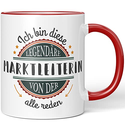 JUNIWORDS Tasse, Ich bin diese legendäre Marktleiterin, von der alle reden, Rot (5058869) von JUNIWORDS