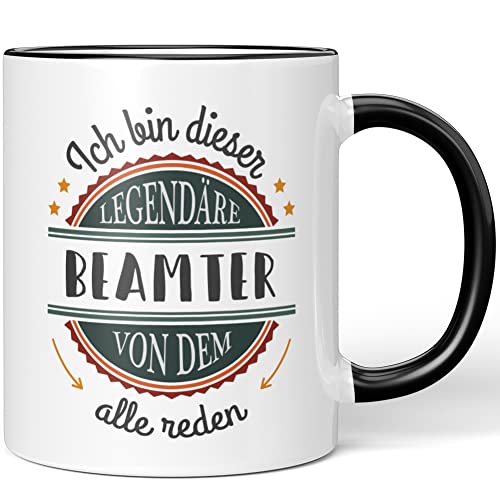 JUNIWORDS Tasse, Ich bin dieser legendäre Beamter, von dem alle reden, Schwarz (5040686) von JUNIWORDS