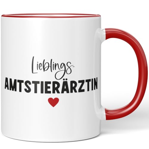 JUNIWORDS Tasse, Lieblings-Amtstierärztin, Rot (7738743) von JUNIWORDS