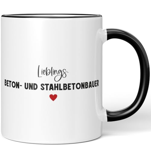 JUNIWORDS Tasse, Lieblings-Beton- und Stahlbetonbauer, Schwarz (7741476) von JUNIWORDS