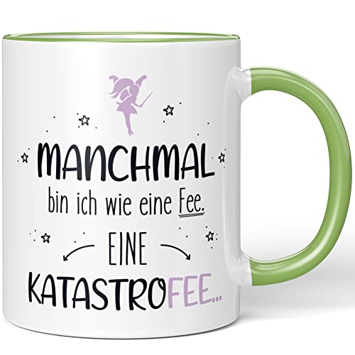 JUNIWORDS Tasse, Manchmal Bin ich wie eine Fee. Eine Katastrofee, Hellgrün (1005052) von JUNIWORDS