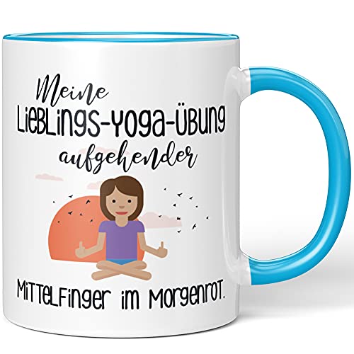 JUNIWORDS Tasse, Meine Lieblings-Yoga-Übung aufgehender Mittelfinger im Morgenrot, Wähle Farbe, Blau JUNIWORDS Tasse, Meine Lieblings-Yoga-Übung aufgehender Mittelfinger im Morgenrot, Wähle Farbe, Blau von JUNIWORDS